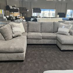 Grey Double Chaise U Shaped Sectional 