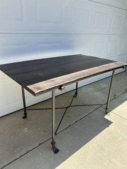 Wrought Iron And Wood Dining Table 