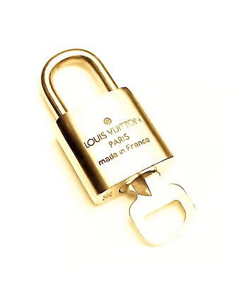 Authentic Louis Vuitton PadLock & Key Brass Gold Charm Lock All # 309