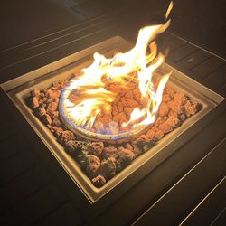 New In Box 28 Inches Light Gray Or Black Outdoor Patio Fire Pit Table Full Iron With Lava Rock Patio Furniture 
