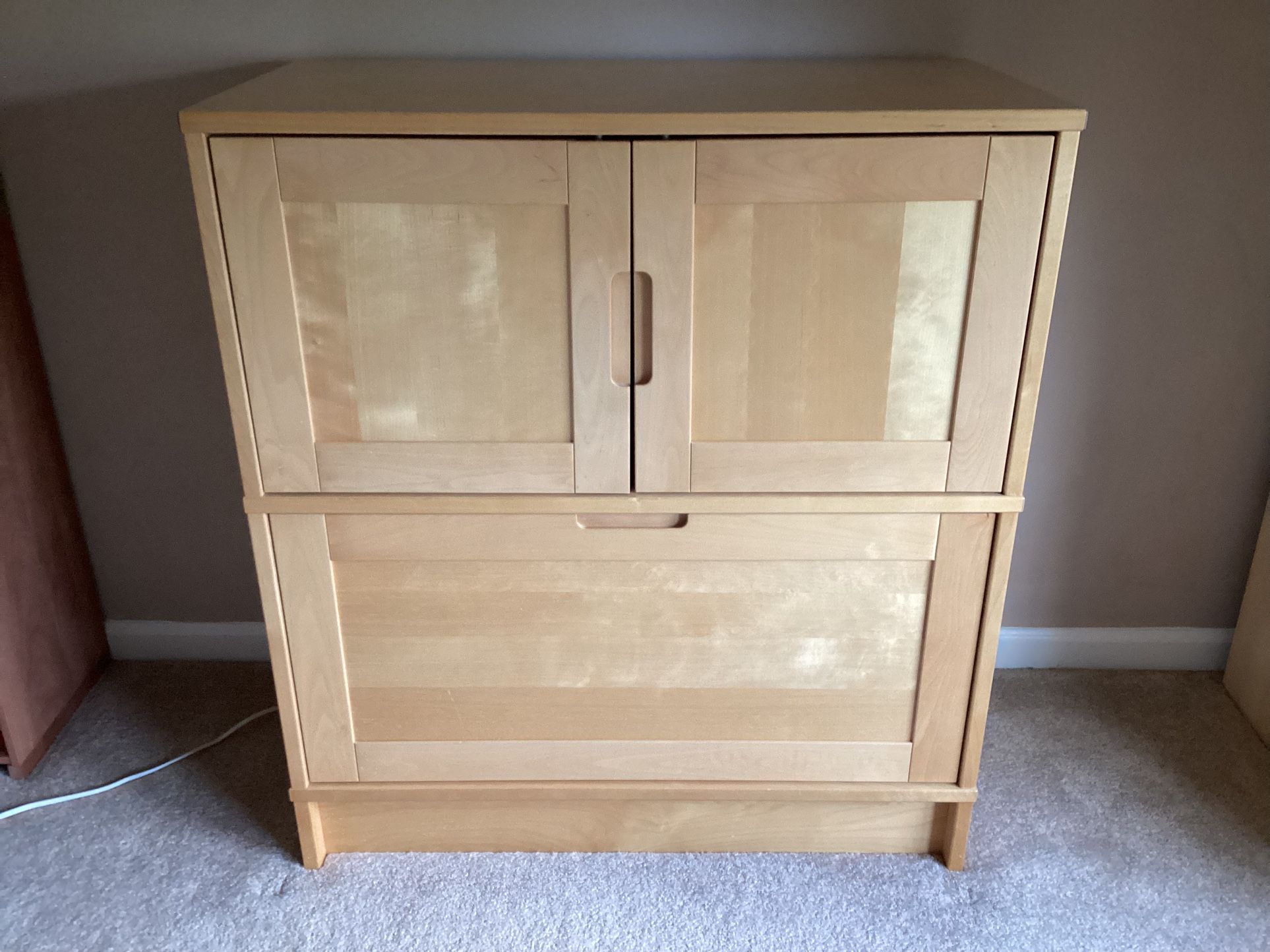 Wood File Cabinet With Top Drawer & Hanging File Drawer