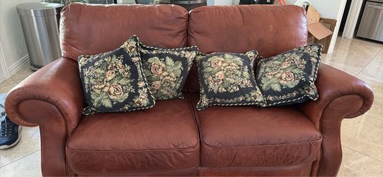 Leather Brown loveseat $225 Length is 5- 1/2 feet depth and height is 3 feet  for bot