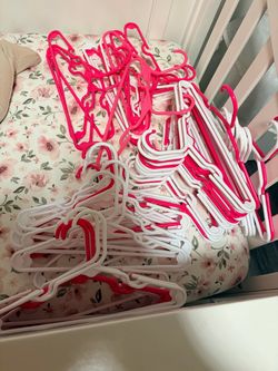 Pink and White Plastic Kids Hangers Bundle
