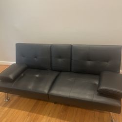 Black Leather Sleeper Sofa 