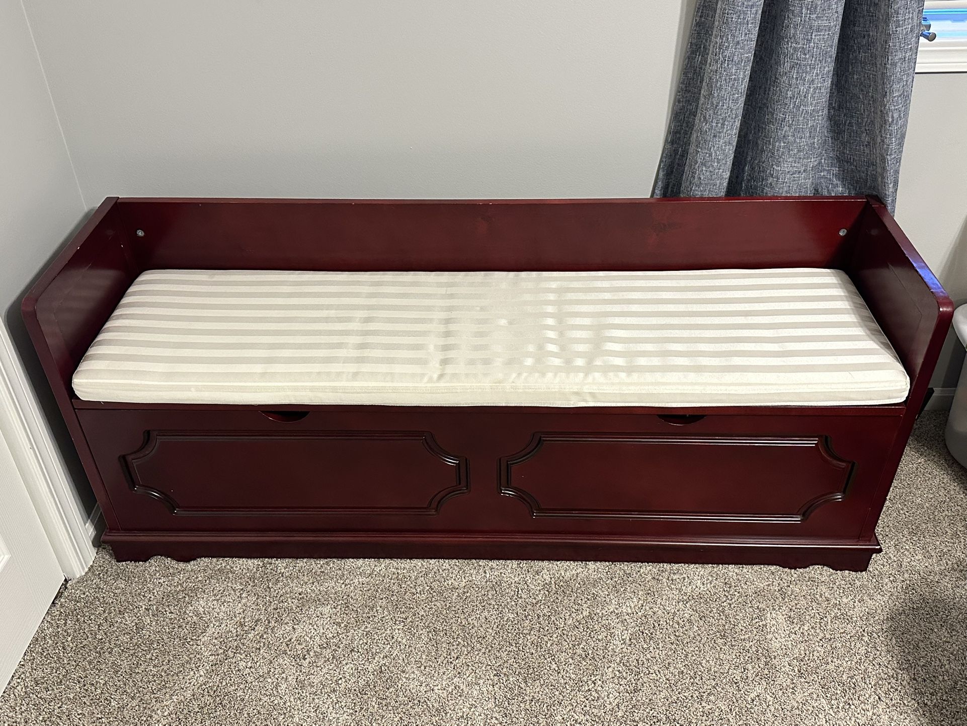 Wooden Storage Bench W/Cushion