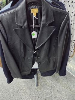 CASLON Nordstrom Black Genuine Leather Blazer Jacket Size Petite Small