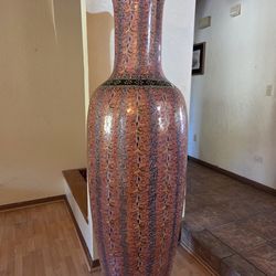 6 ft. Vintage Chinese Cloisonné Enamel Floor Vase