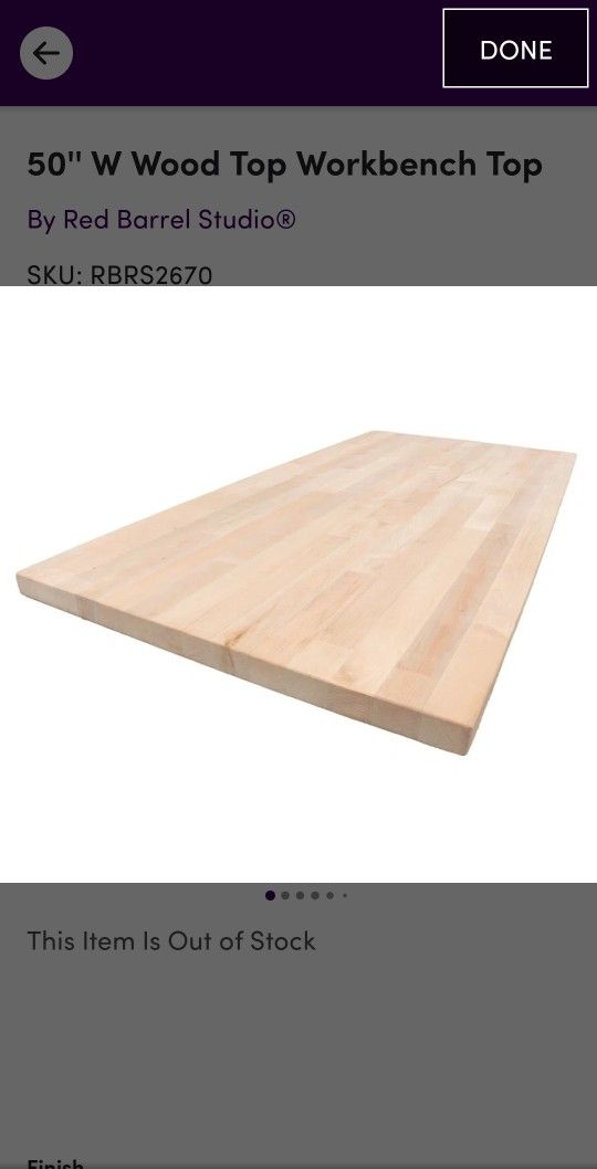 50" Solid Wood Workbench Top, NEW