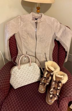 New Michael Kors Satchel bag + UGG Australia women’s + New Suede women’s Moto jacket bundle !!