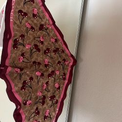 Coach Cherry Swirl Silk Diamond Scarf 