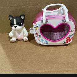 Little Live OMG Pets French Bulldog Pet Carrier Bag Puppy Dog Black White Pink