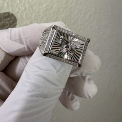 Size 10 - 925 Sterling Silver Moissanite Eagle Ring
