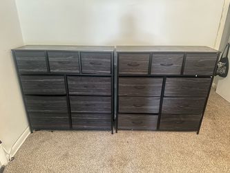 Two fabric storage dressers from Walmart