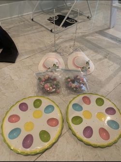 Easter Decor Lot Egg Plate