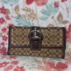 Coach Tan &’ Brown Trifold Wallet