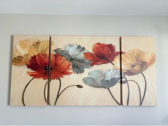 3 Piece Canvas Flower Art