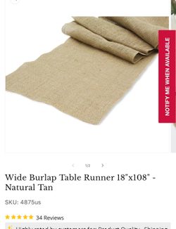10 Burlap table runners 18”x108”