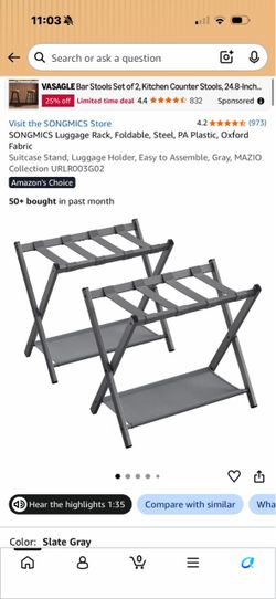SONGMICS Foldable Luggage Rack Set of 2