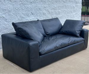 Restoration Hardware Luxe Leather Cloud Couch 84” Slate Gray Bench