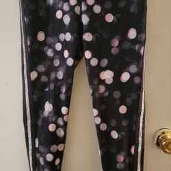 Avia Black Polka Dot Activewear Leggings Womens Size (8-10)