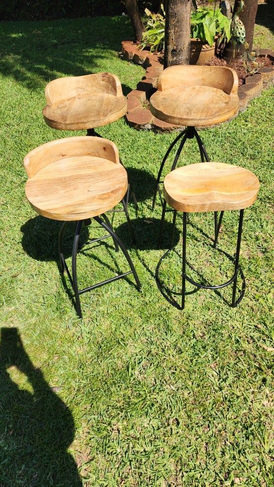 4 Quality Wooden Bar Stools
