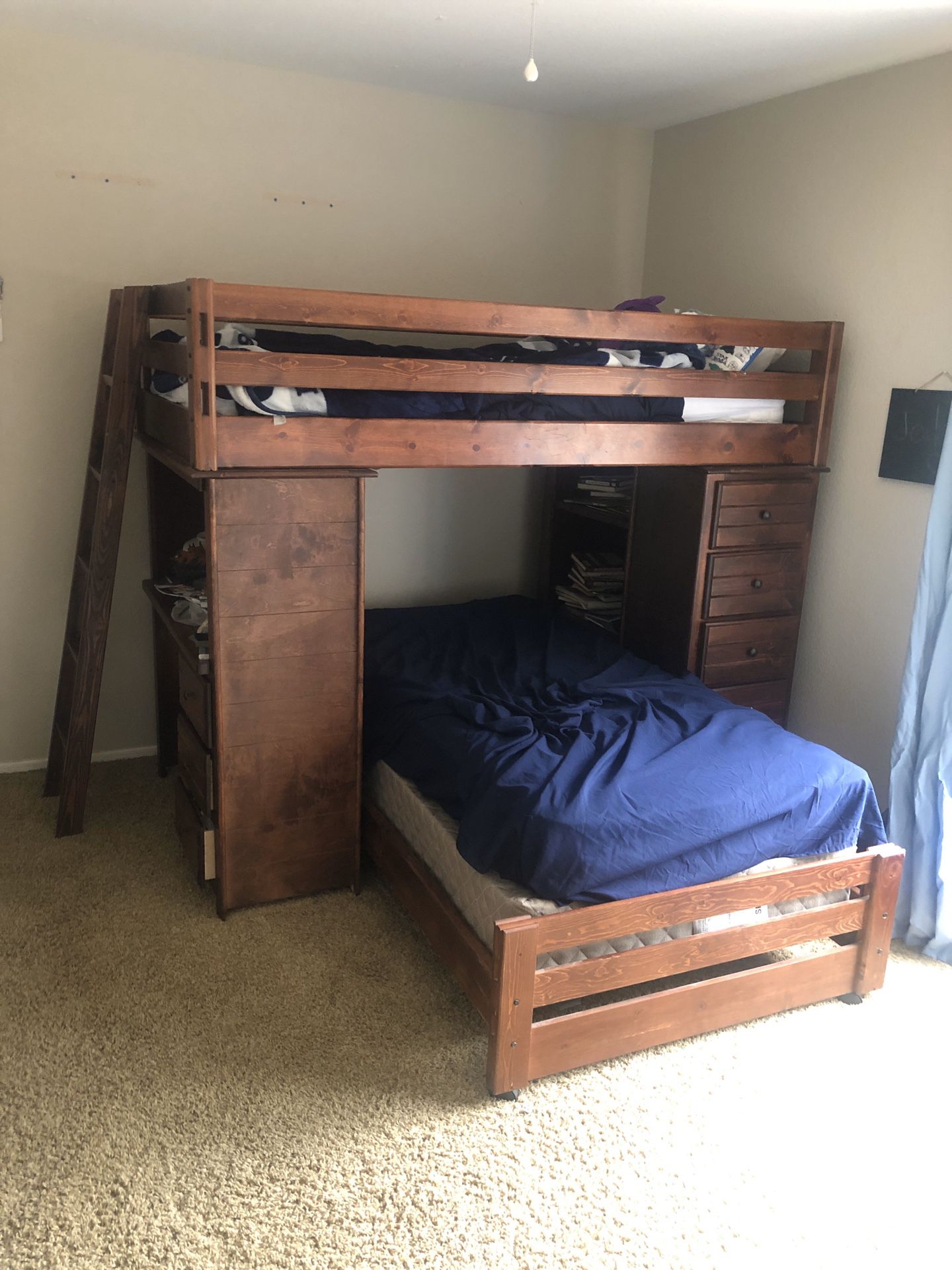 Twin size wood loft bed set