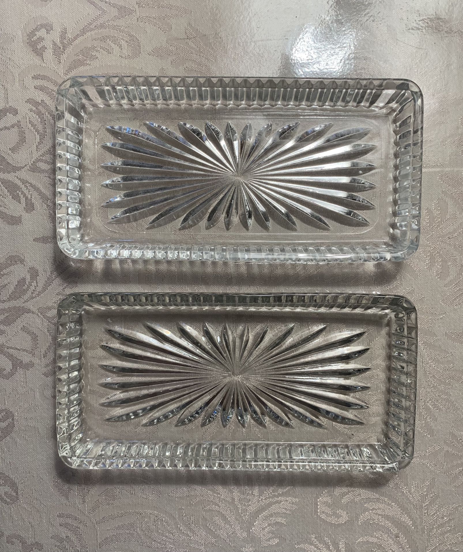 His And Hers Antique Jewelry Glass Trays