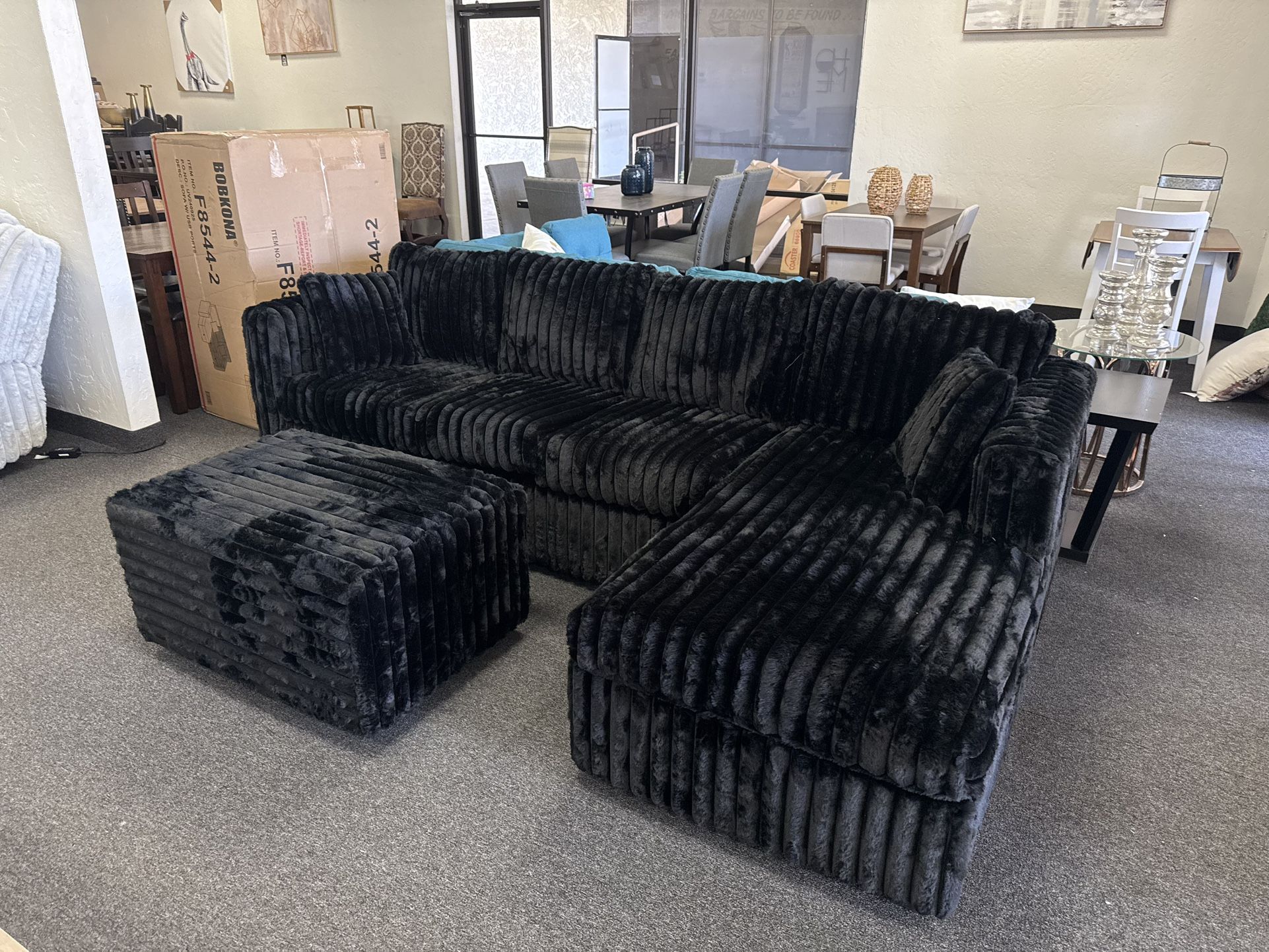 Teddy Bear Sectional With Ottoman