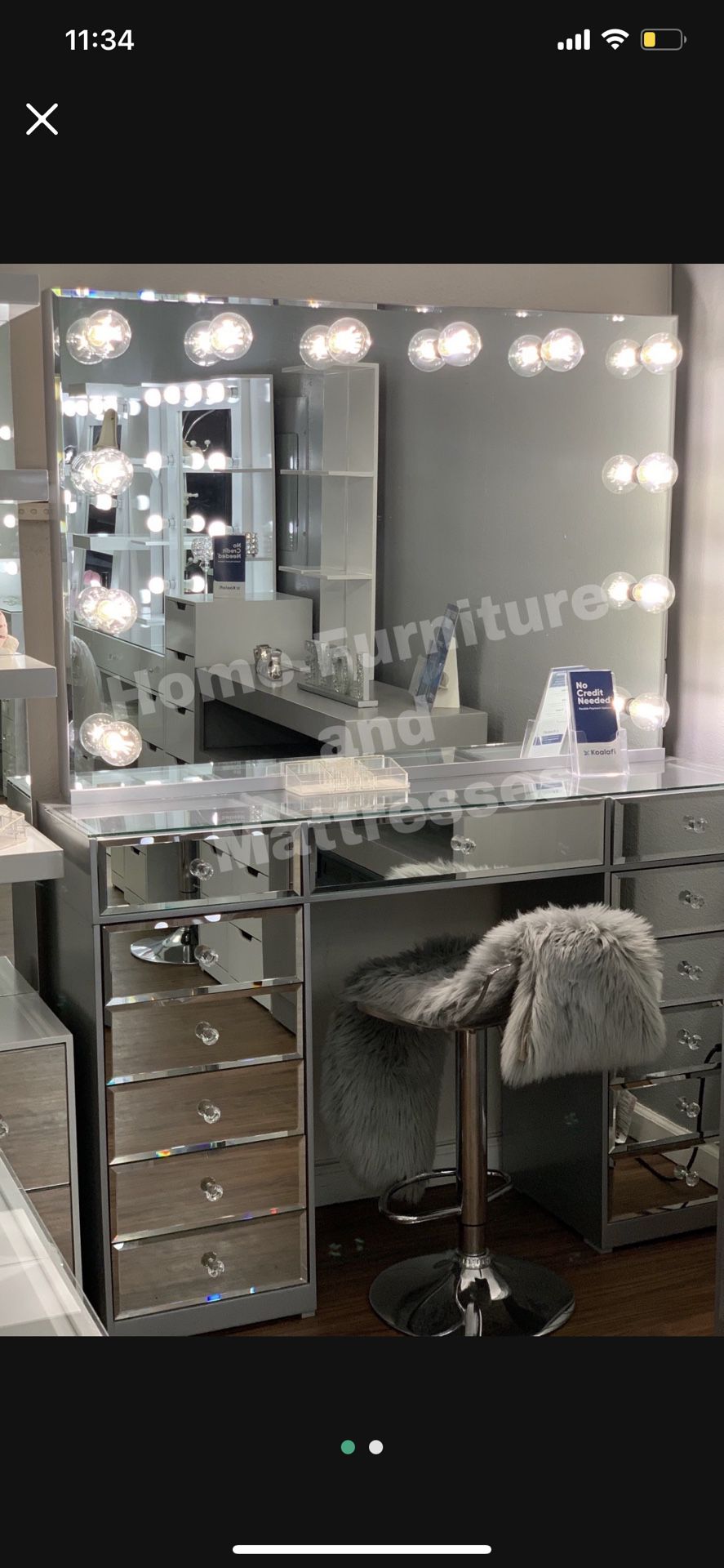 Vanity Set Hollywood Frameless Mirror LED Lights Makeup Table✨New