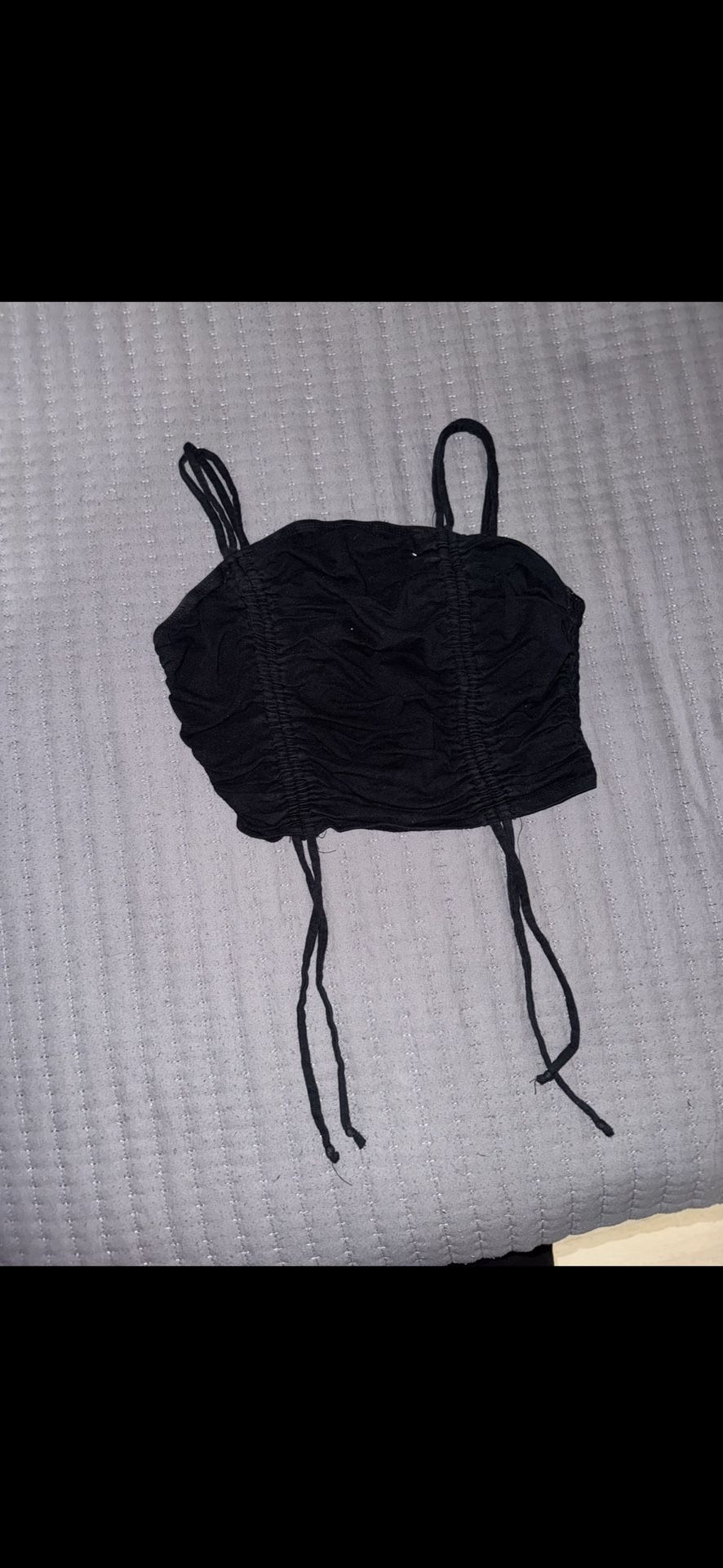 Black Ruched Cinch Tank Top