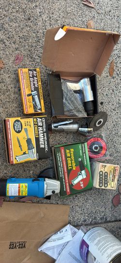 Air Tool Lot – Air Hammer, Air Drill, Die Grinder, Cut-Off Tool + Grinder