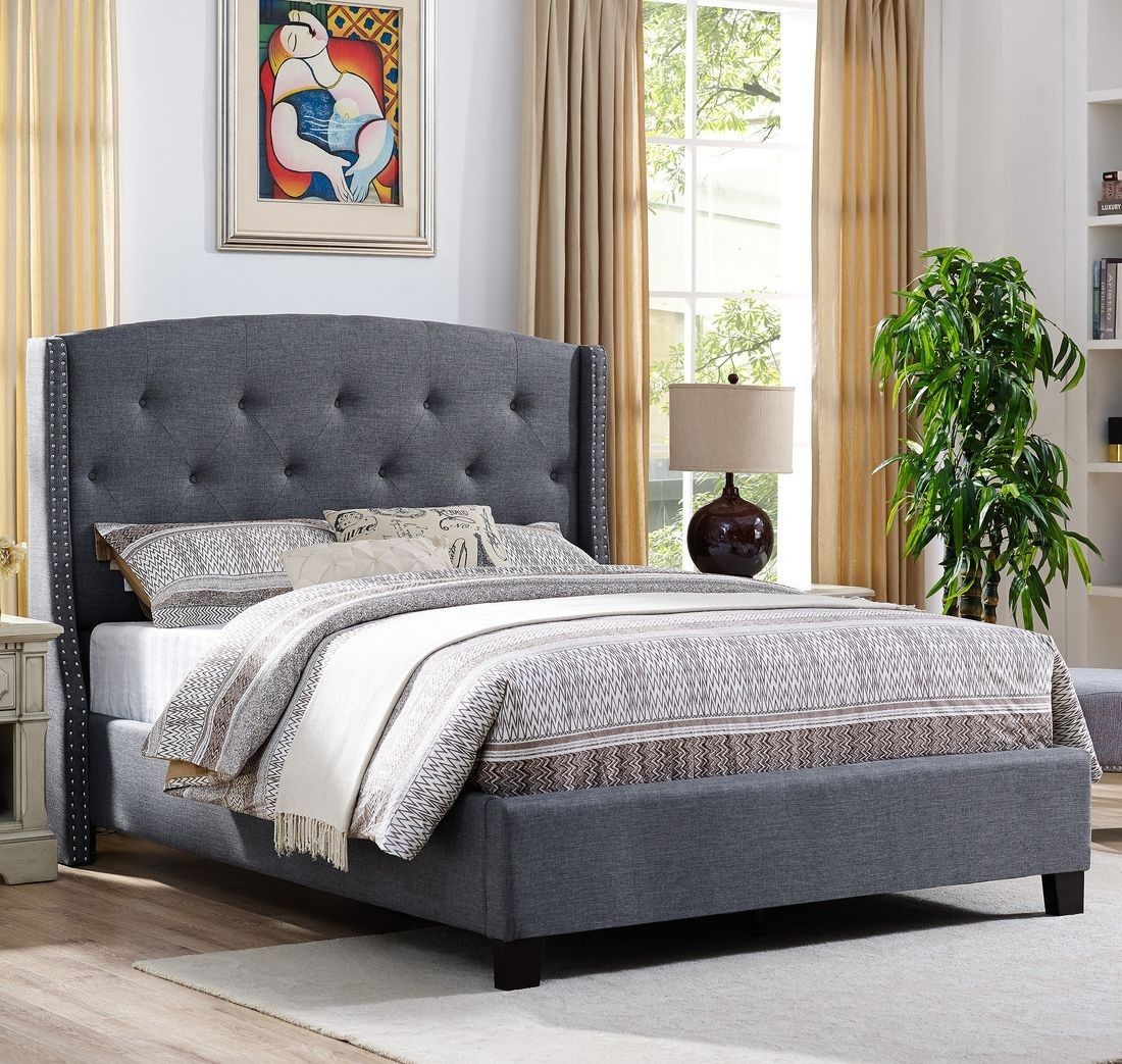 Brand new gray or biege regular king bed frame
