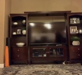 Dark Wood Entertainment Center Wall Unit