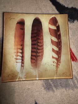Three Feathers on glass Art
