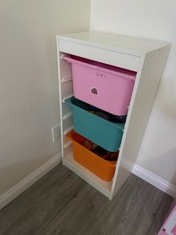 White Kids Toy Storage Unit with Bins