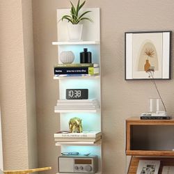 Floating 5 Tier Wall Shelf Unit With RGB Light 