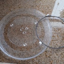 13 1/2" MICROWAVE GLASS TURNTABLE PLATE TRAY and Roller Ring