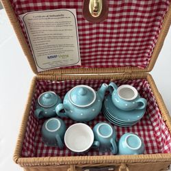 MMP Living PLAY Porcelain Children’s Tea Set – Complete with Basket