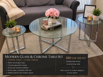 Glass and Chrome Table set
