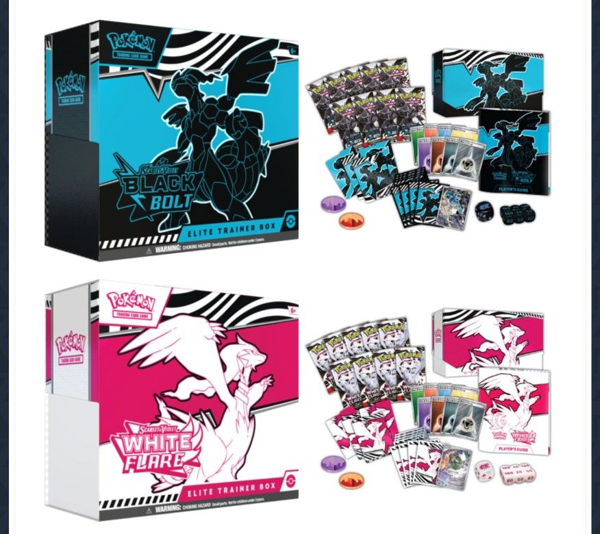 Pokemon TCG Black Bolt And White Flare Elite Trainer Boxes Both Included NEW