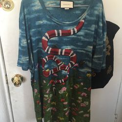 Gucci Multicolor Snake Print Oversized T  Shirt 