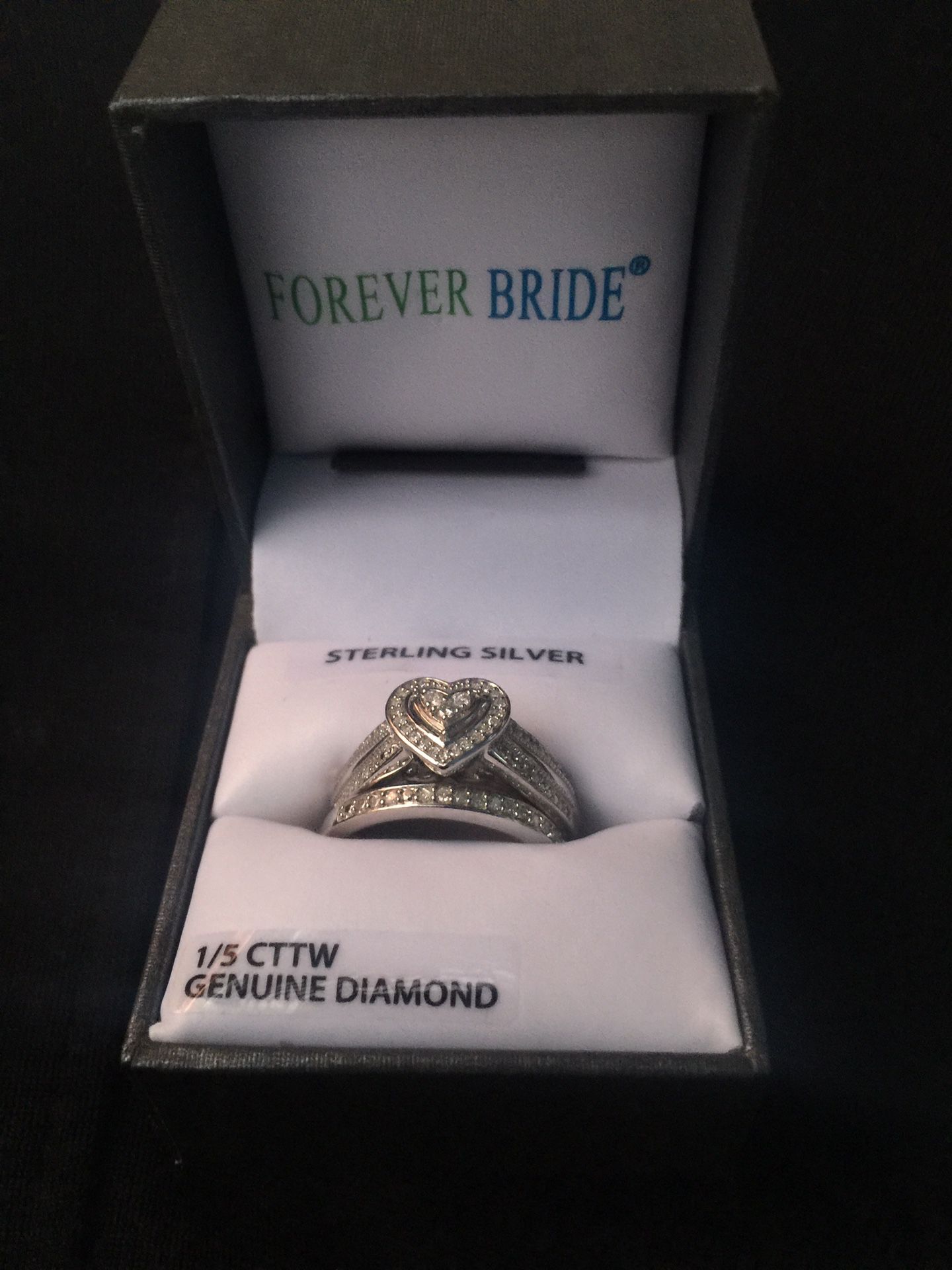 Sterling sliver wedding & engagement ring