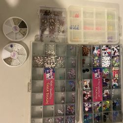 Mixed Assorted Seed Beads and Other Beads plus string and boxes