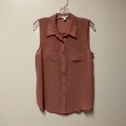 Women’s PEARL 100% Polyester Button Front Sleeveless Top… Size Large