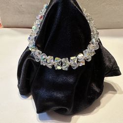 Swarovski Crystal and Sterling Silver Bicone Bracelet 