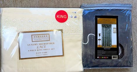 Bedford Luxury Home Collection – Luxury Microfiber Lace 4-Piece King Sheet Set