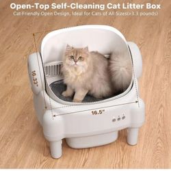 New-Automatic Cat Litter Box, Self Cleaning Litter Box for Multiple Cats with Open Top Design, App Control, Safet Protection,Ultra-Quiet,Easy Setup,Li