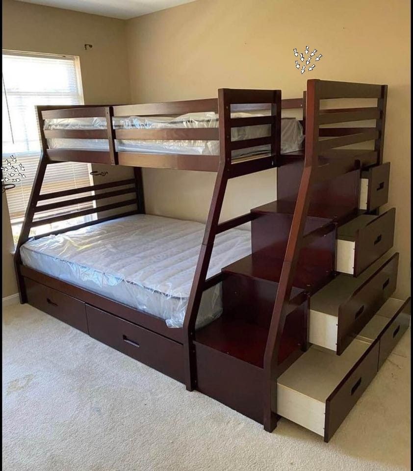 Twin Over Full Bunk Bed With TRUNDLE 🟢🟢 Financing Available 🟢🟢New