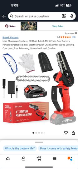 Mini Chainsaw Cordless, DEREAL 4-Inch Mini Chain Saw Battery Powered,Portable Small Electric Power Chainsaw for Wood Cutting, Courtyard,Tree Trimming,