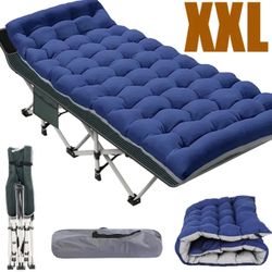 Folding Camping Cot With Thick Mattress 